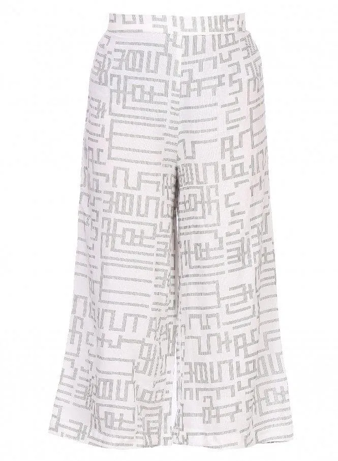 White Printed Crop Pants