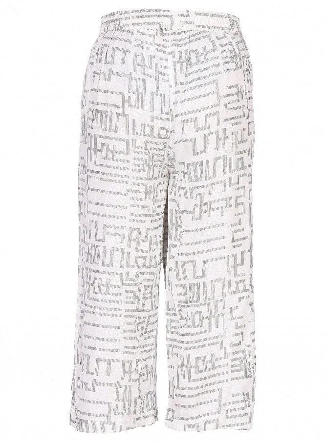 White Printed Crop Pants
