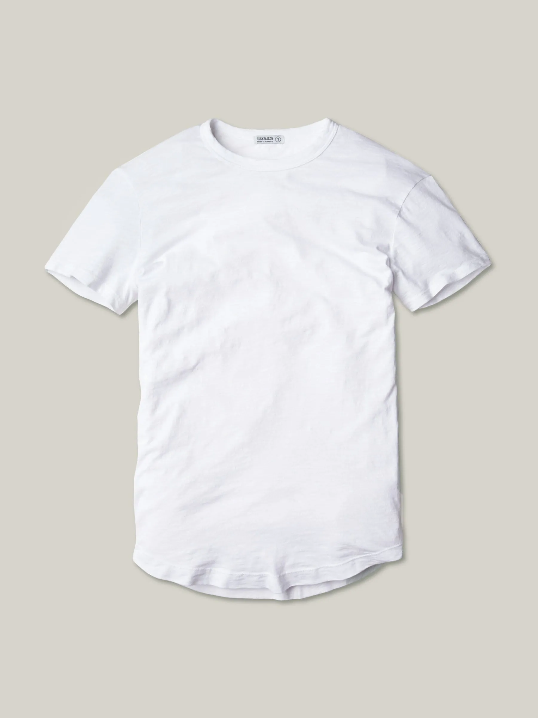 White Slub Curved Hem Tee
