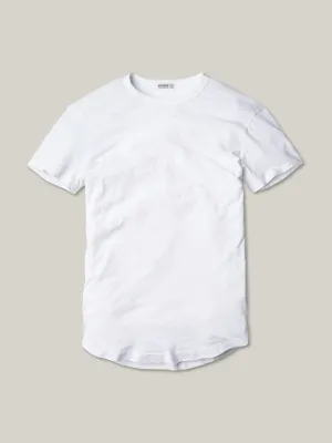 White Slub Curved Hem Tee