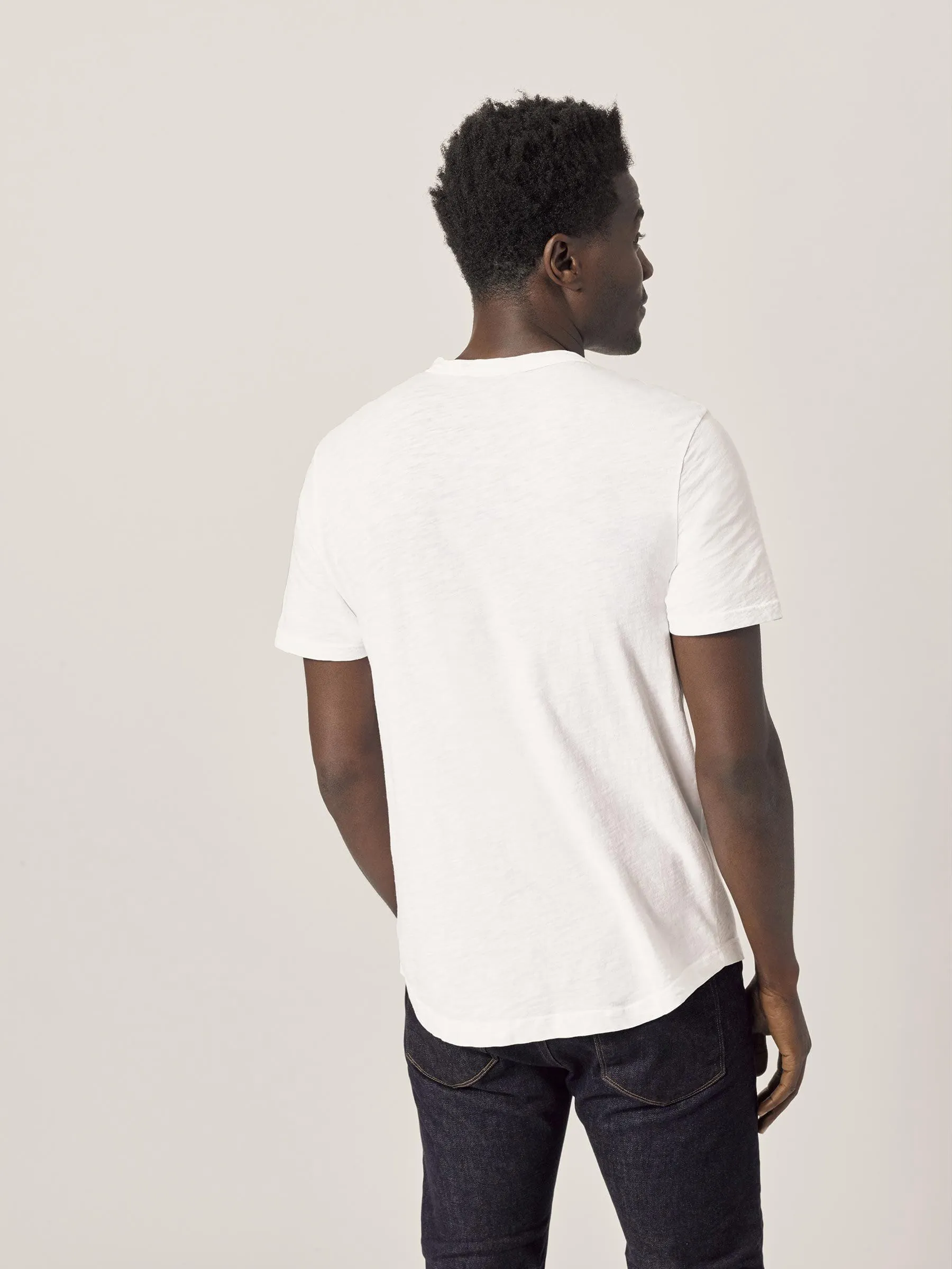 White Slub Curved Hem Tee