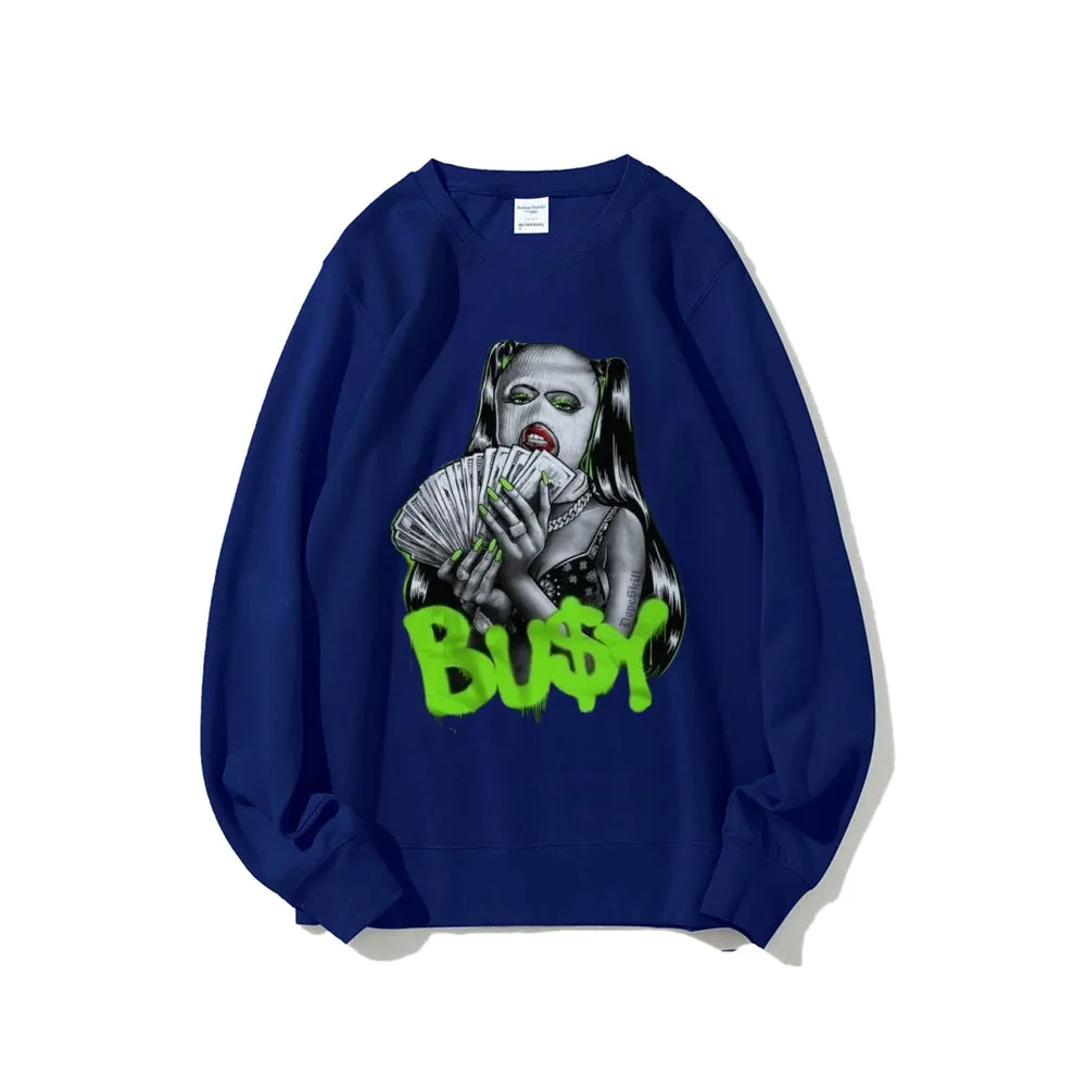 Women Vintage Stay It Busy Graphic Sweatshirts