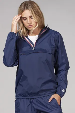 Women's Quarter Zip Navy Blue Waterproof Rain Jacket