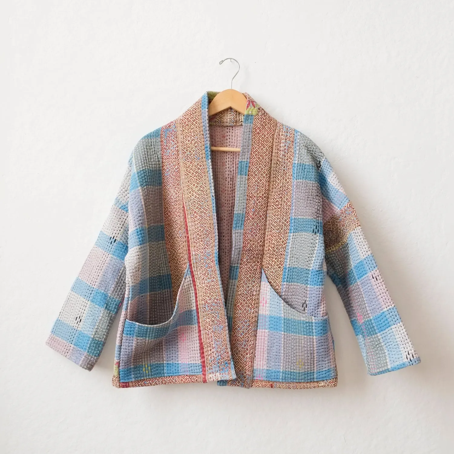 XXS Light Blue Plaid Anoushka Jacket LM095