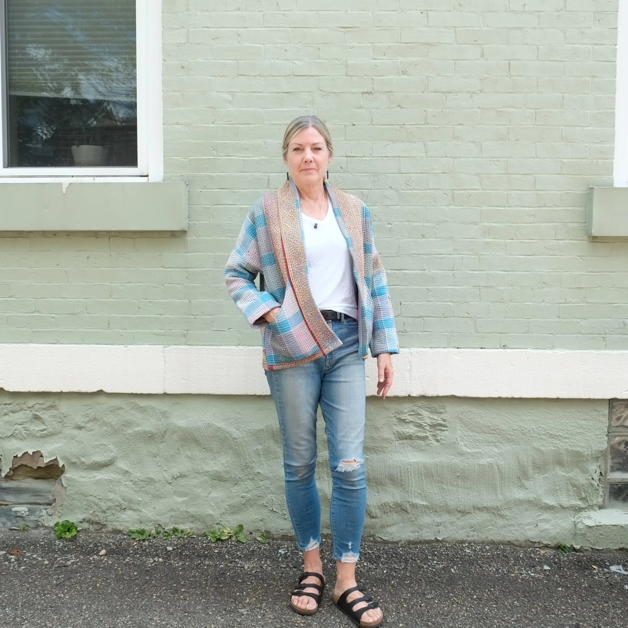 XXS Light Blue Plaid Anoushka Jacket LM095