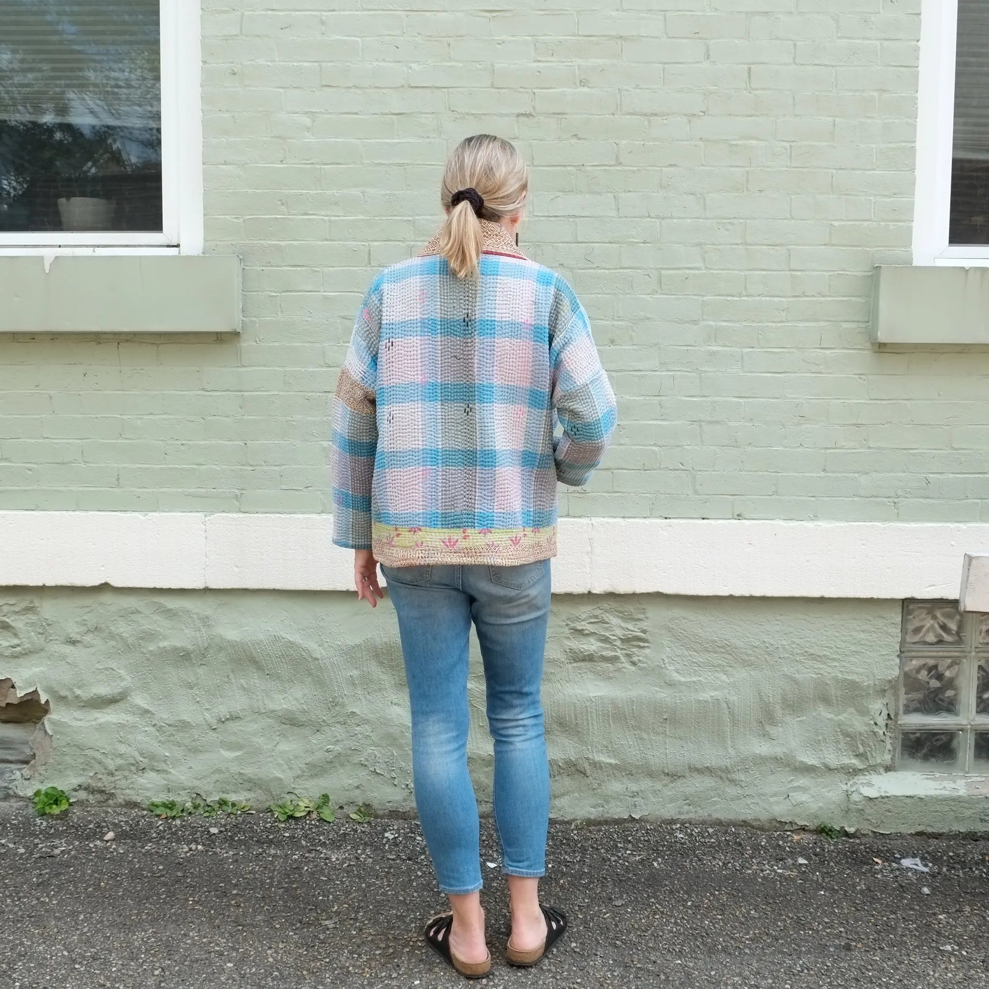 XXS Light Blue Plaid Anoushka Jacket LM095