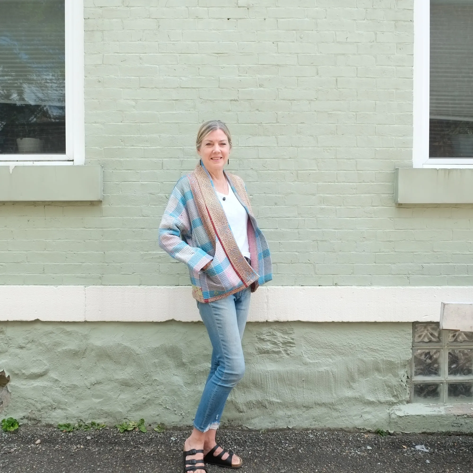 XXS Light Blue Plaid Anoushka Jacket LM095