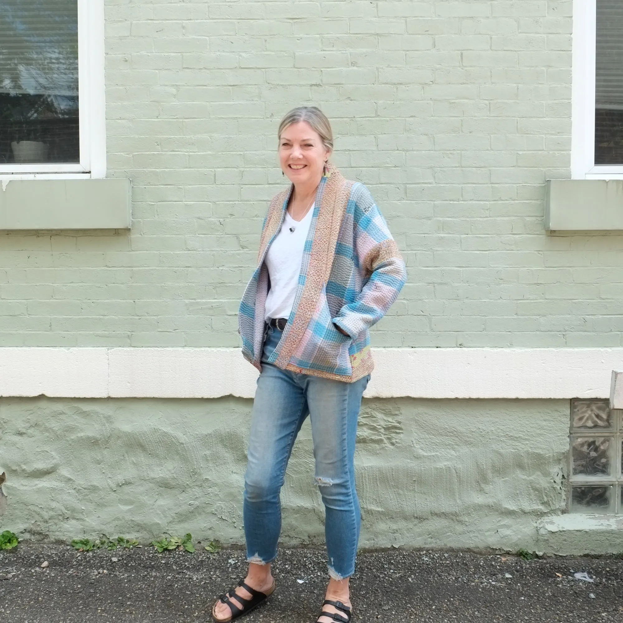 XXS Light Blue Plaid Anoushka Jacket LM095